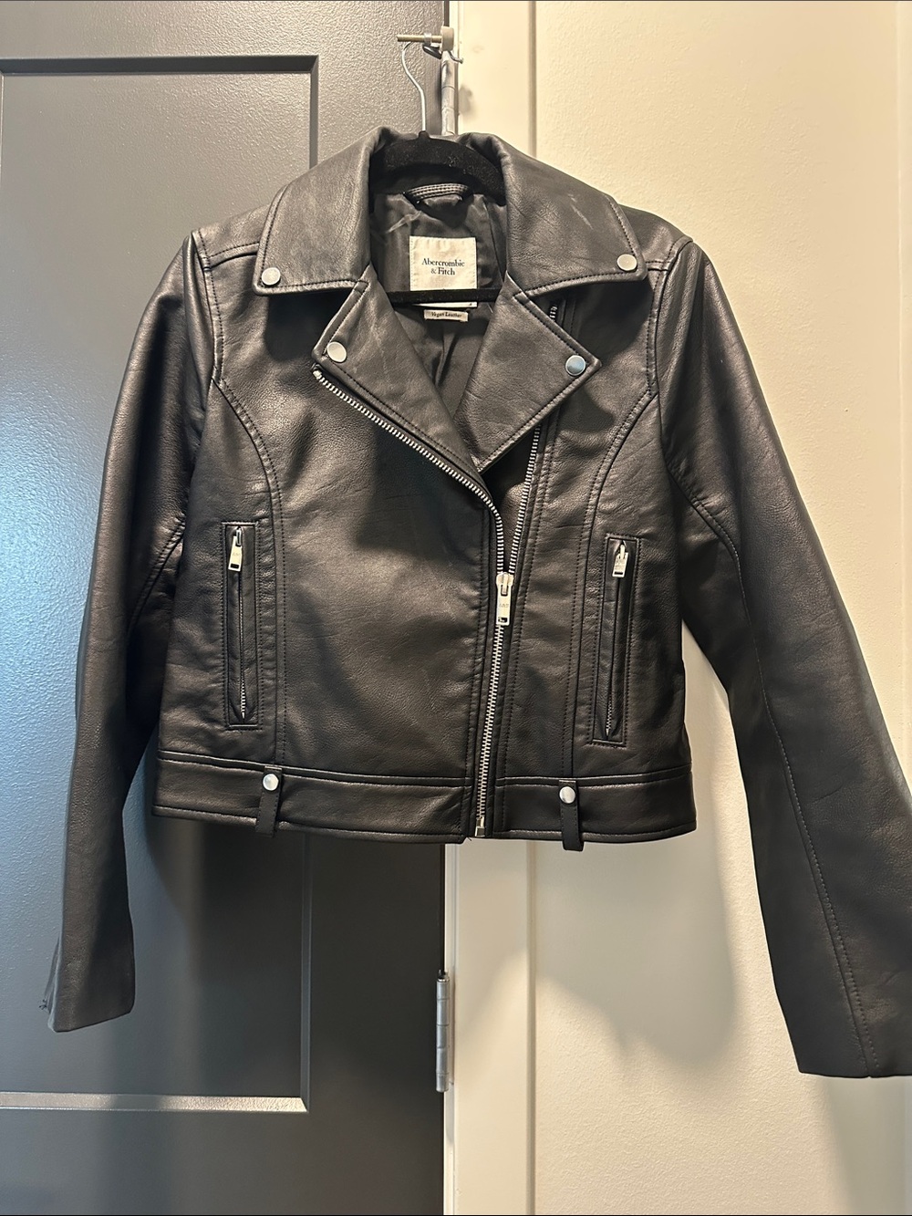 Abercrombie & Fitch Black Vegan Leather Moto Jacket